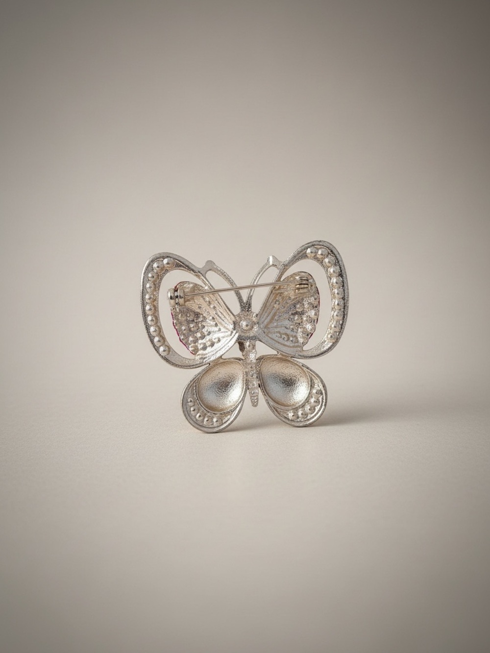 Butterfly Brooch with Red Crystal Wings - Picture 2 of 2